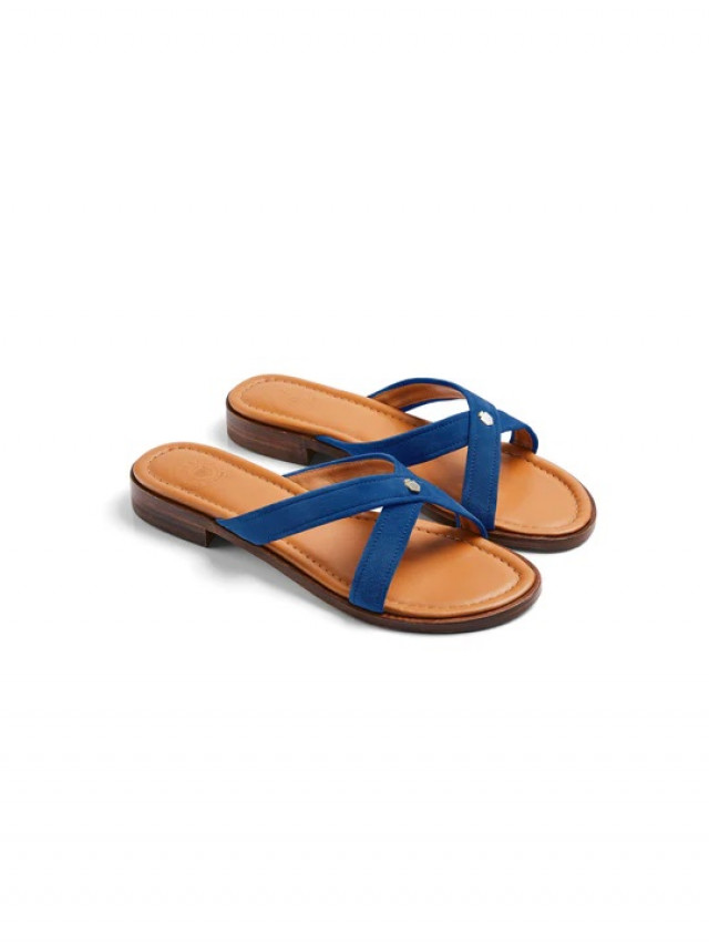 Fairfax And Favor Holkham Suede Sandal Porto Blue