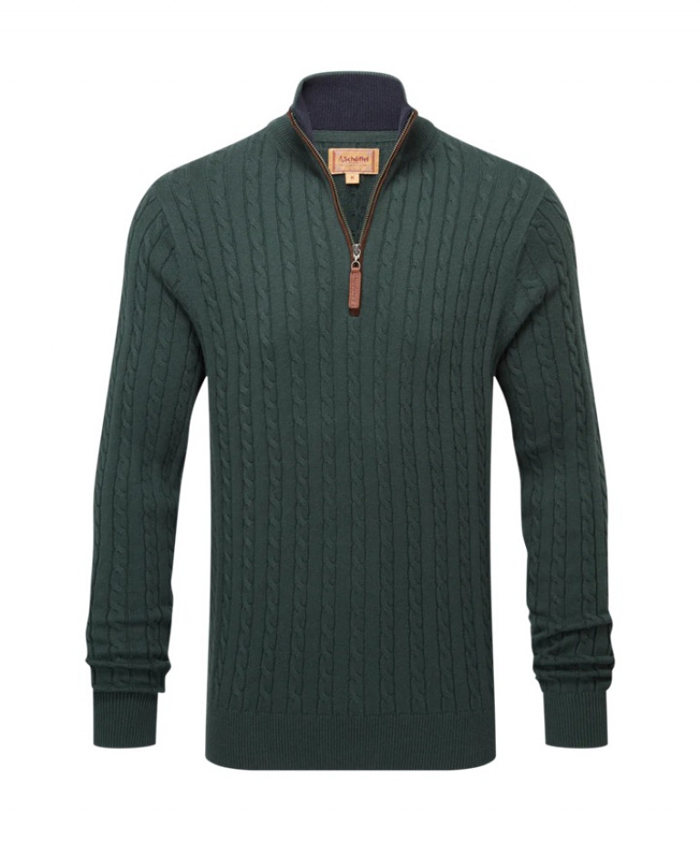 Schoffel Calton Cotton Cashmere Cable Green