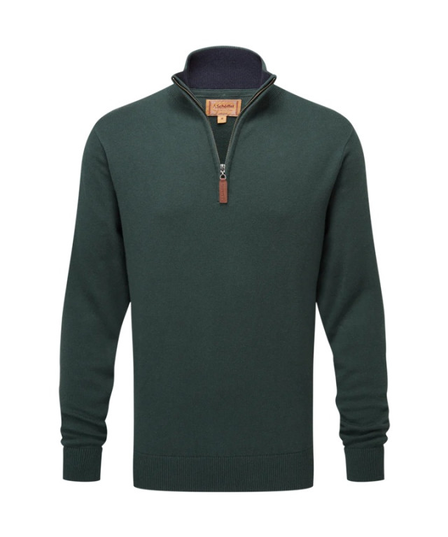 Schoffel Calton Cotton Cashmere 1/4 Zip Green
