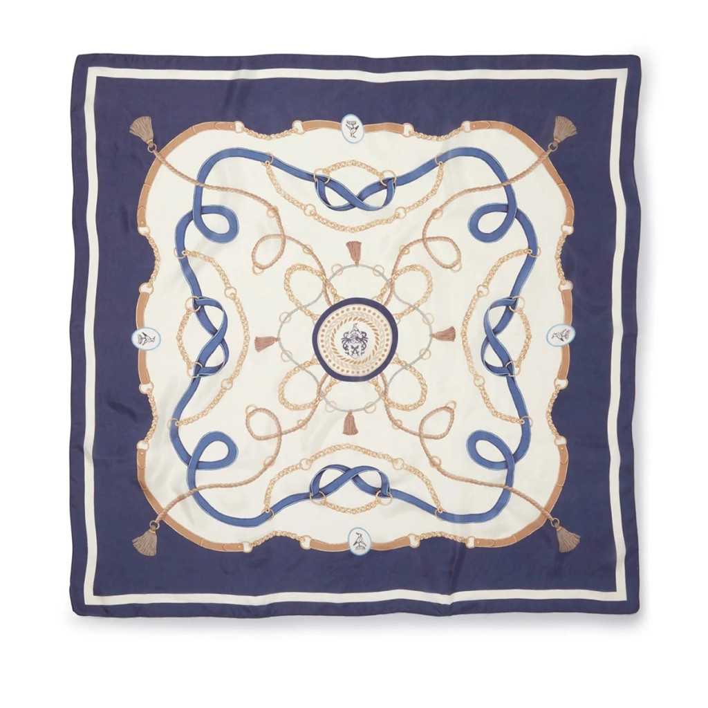 Hicks And Brown The Melford Silk Scarf Navy