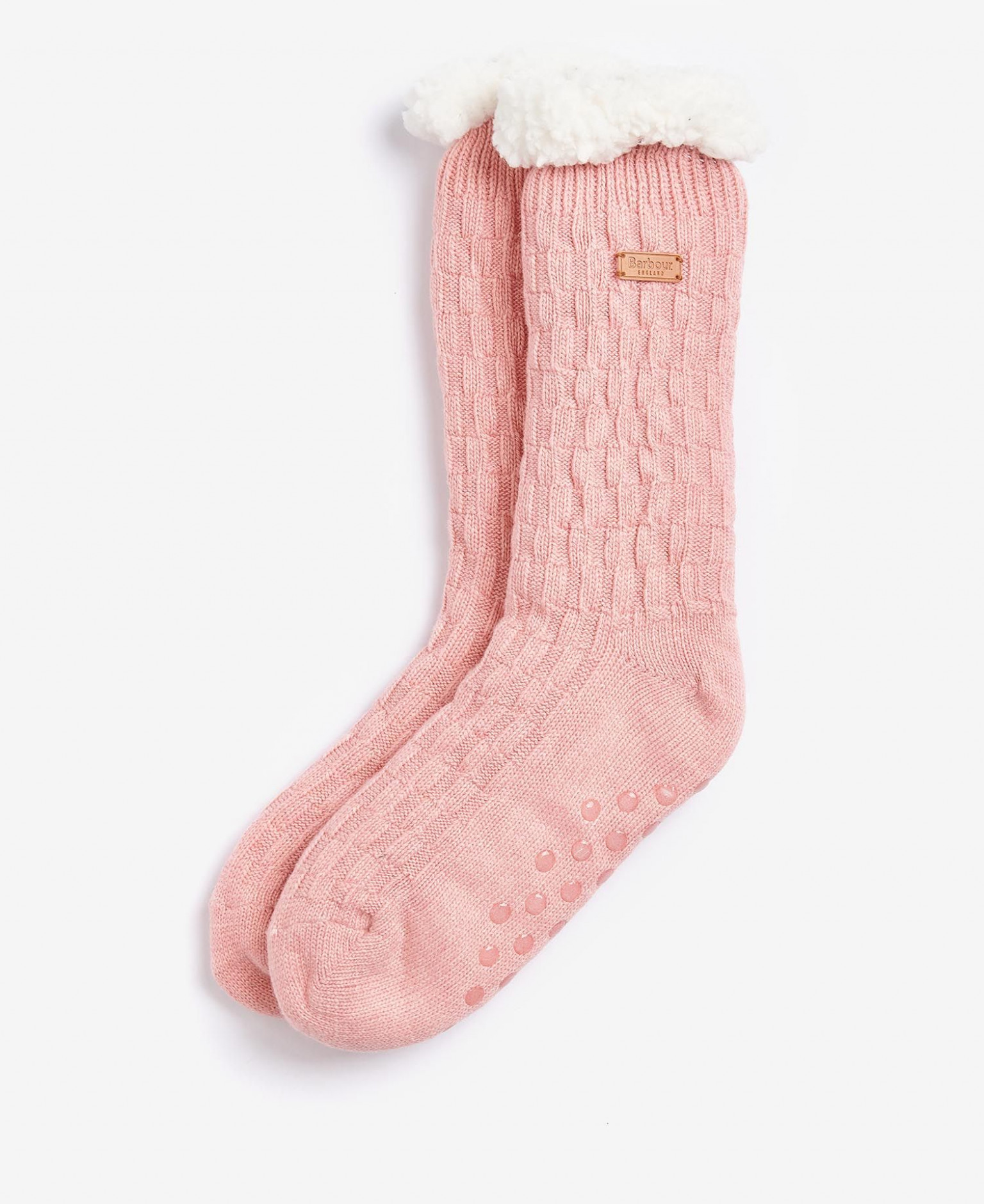 Barbour Cable Knit Lounge Socks Pink