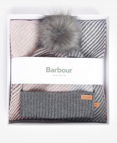 Barbour Nyla Beanie And Scarf Set Pearl