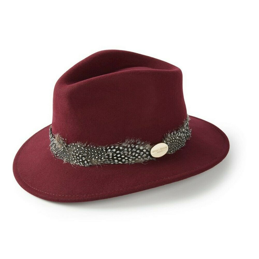 Hicks And Brown Suffolk Fedora Guinea Trim Maroon