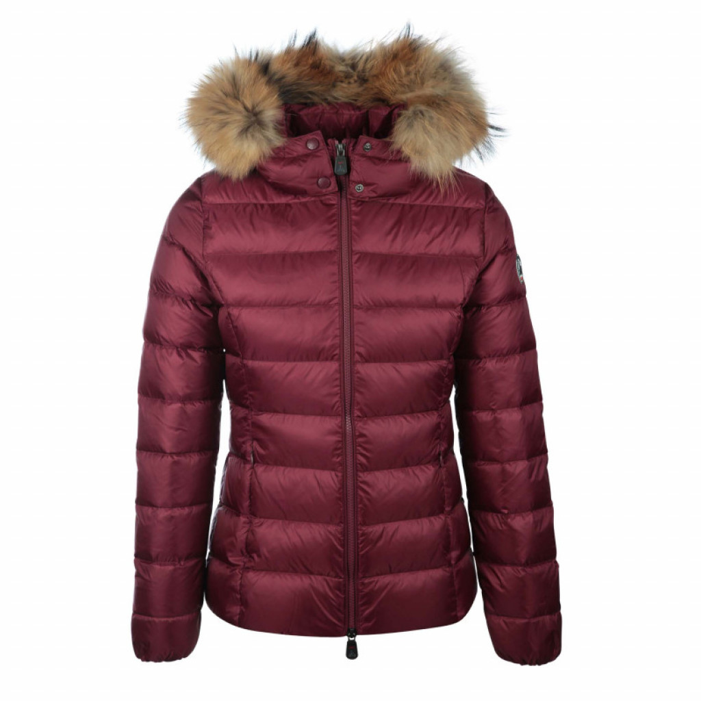 Jott Down Jacket With Fur Hood Aubergine