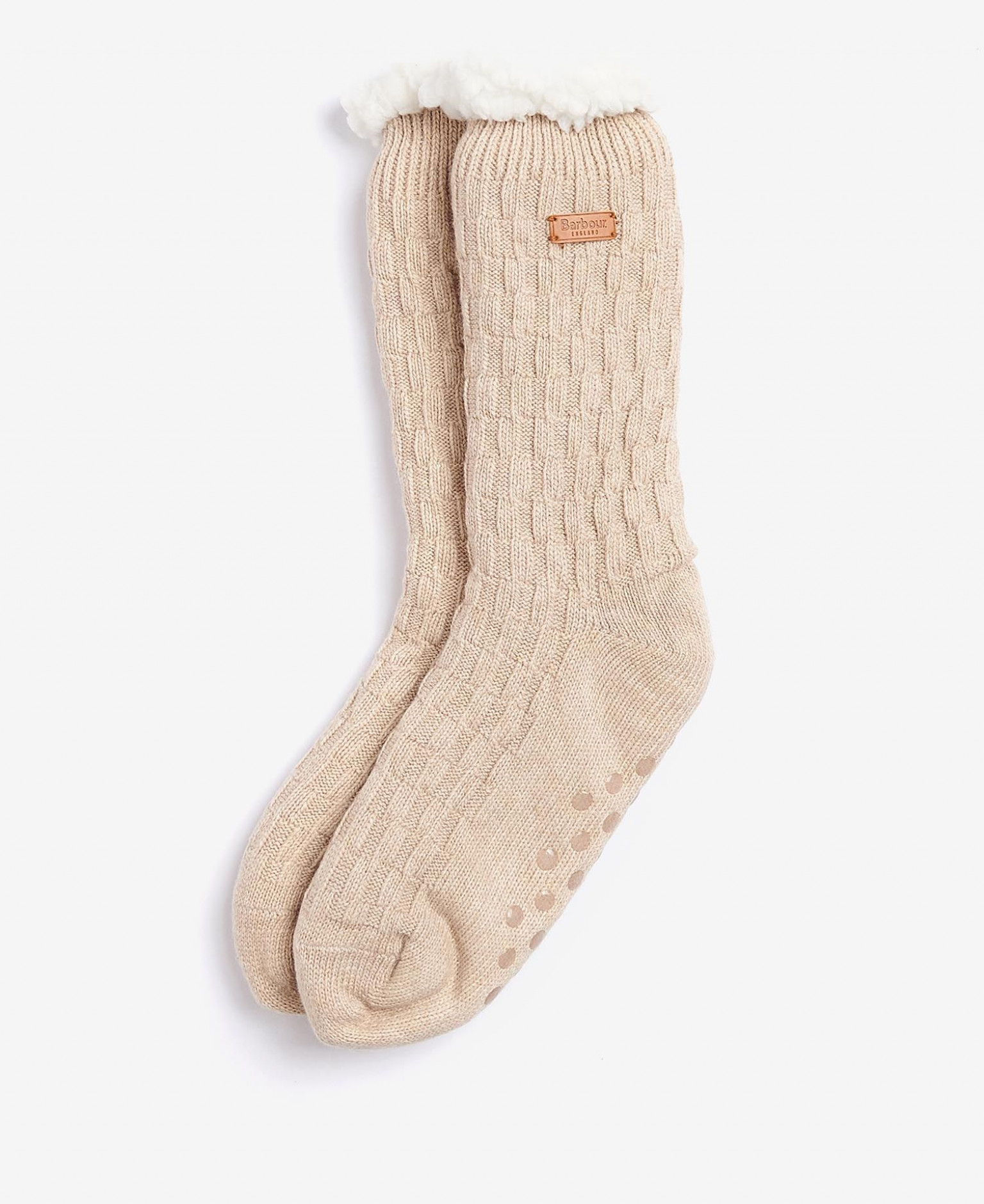 Barbour Cable Knit Lounge Socks Oatmeal