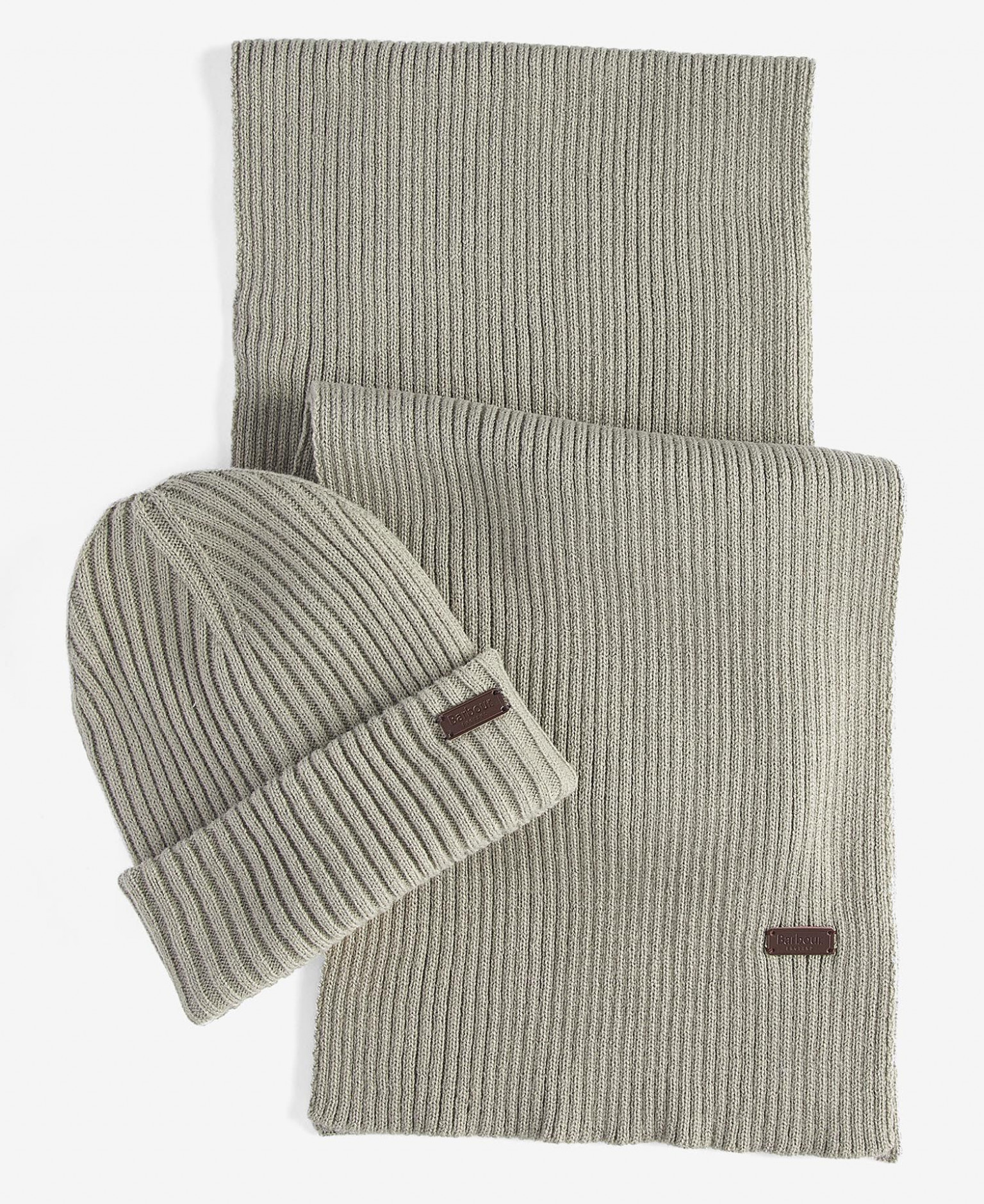 Barbour Crimdon Beanie And Scarf Set Grey