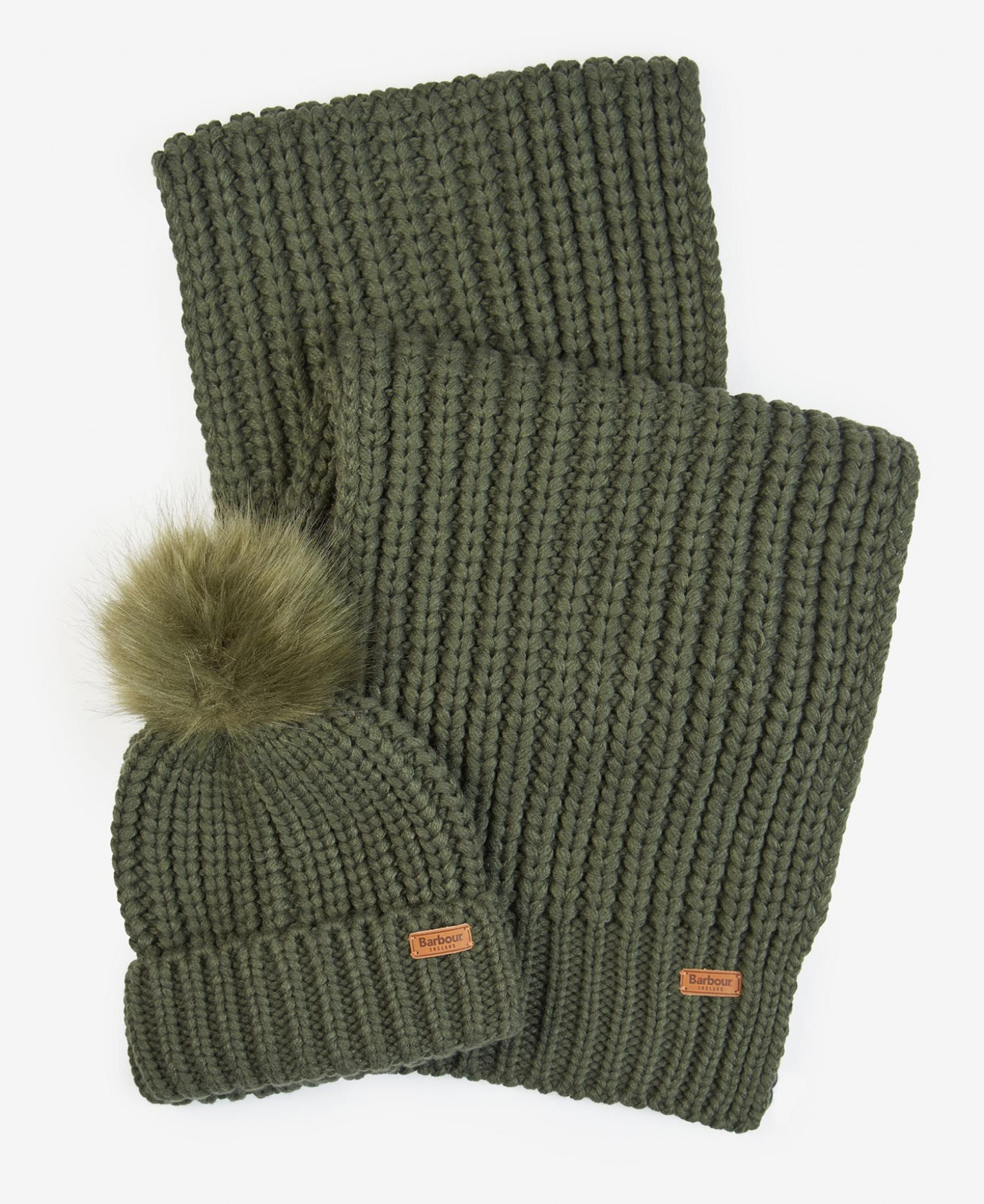 Barbour Saltburn Scarf And Beanie Olive