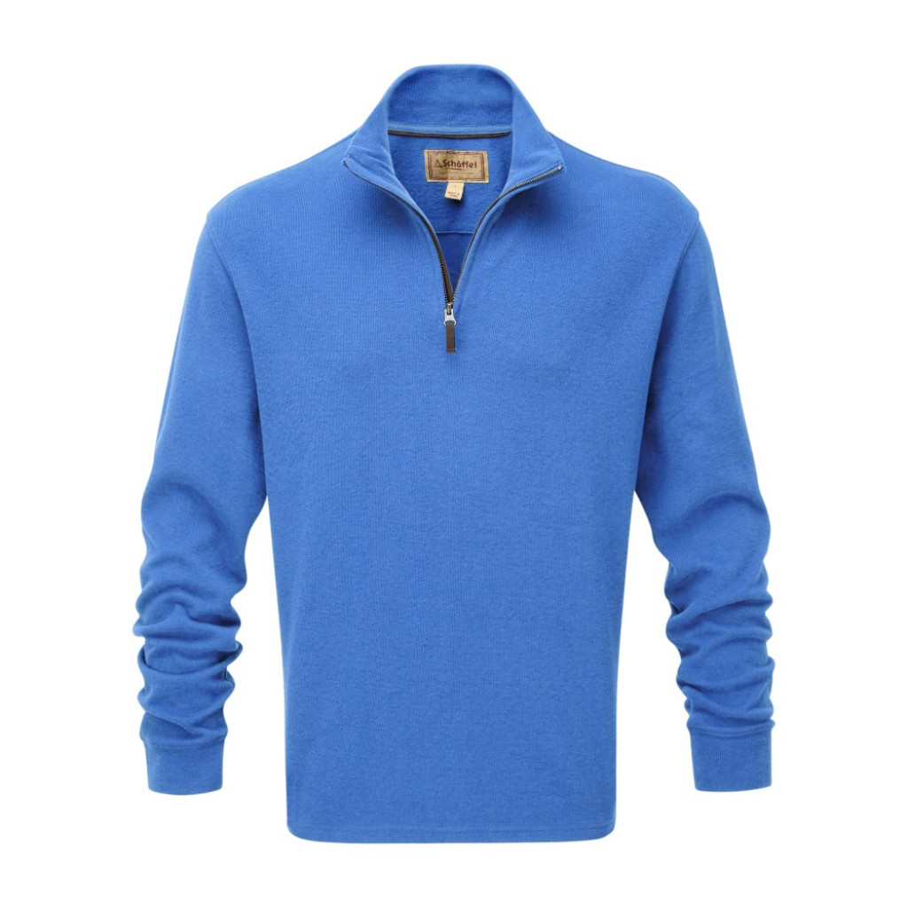 Schoffel Cotton French Rib 1/4 Zip Cornflower