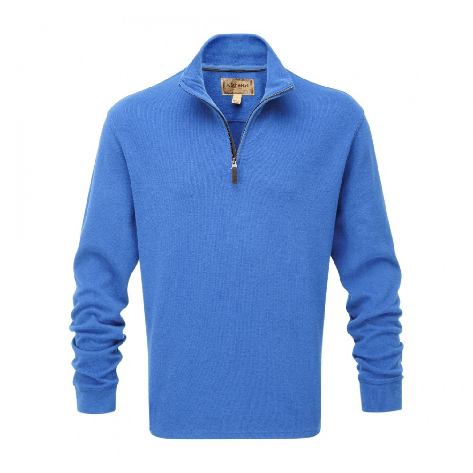 Schoffel Cotton French Rib 1/4 Zip Cornflower