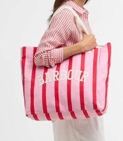 Barbour Emily Stripe Tote Bag Cherry