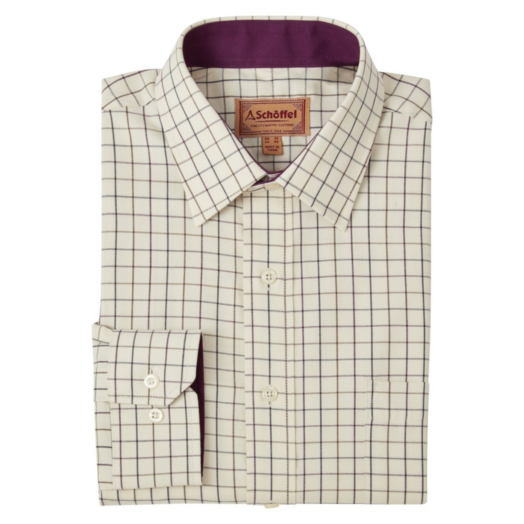 Schoffel Burnham Tattersall Shirt Aubergine