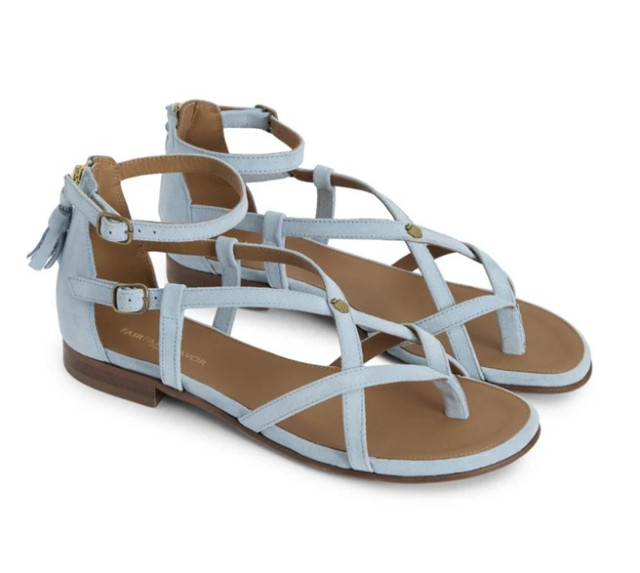 Fairfax And Favor Brancaster Sandal Suede Sky