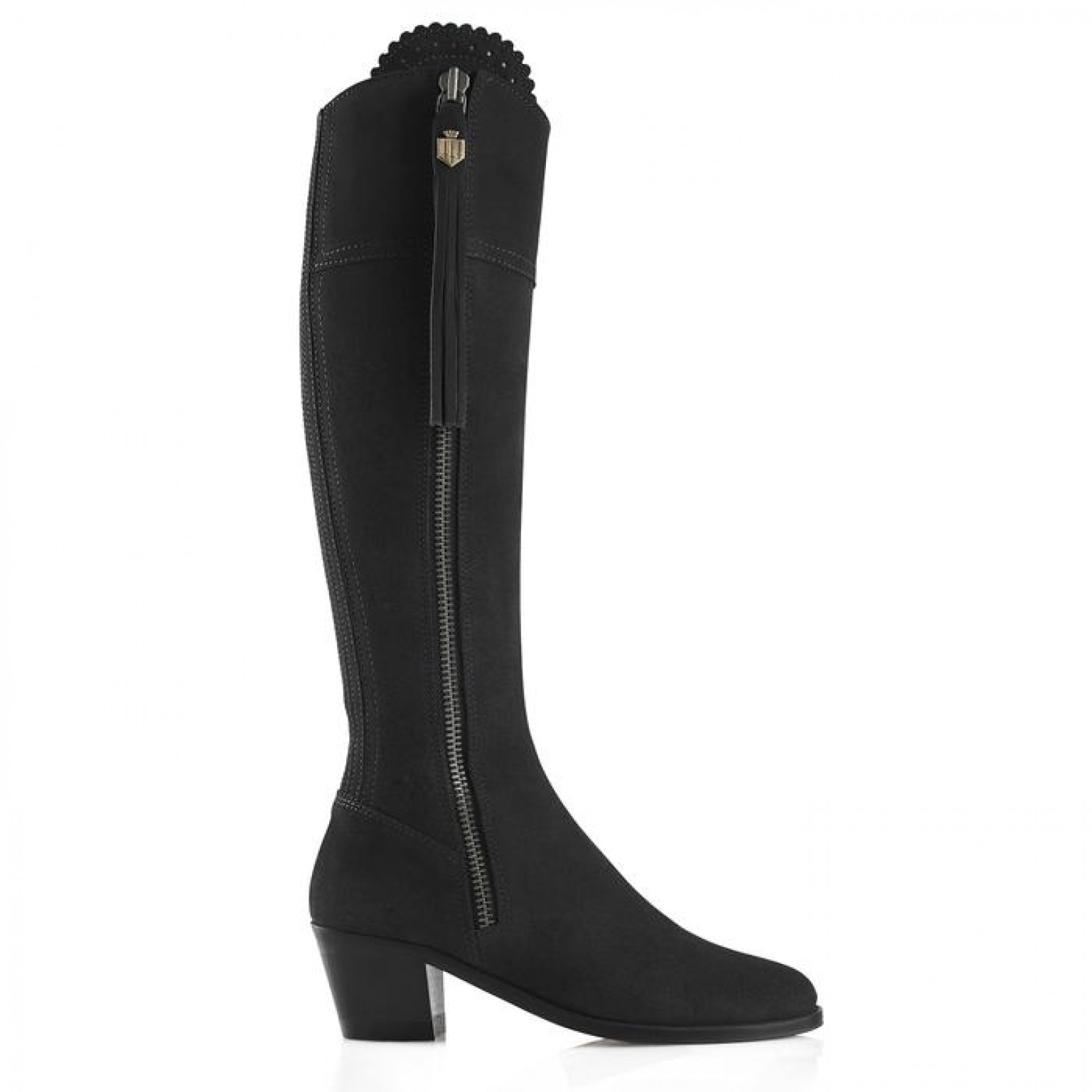 Fairfax And Favor Regina Heeled Suede Boot Black