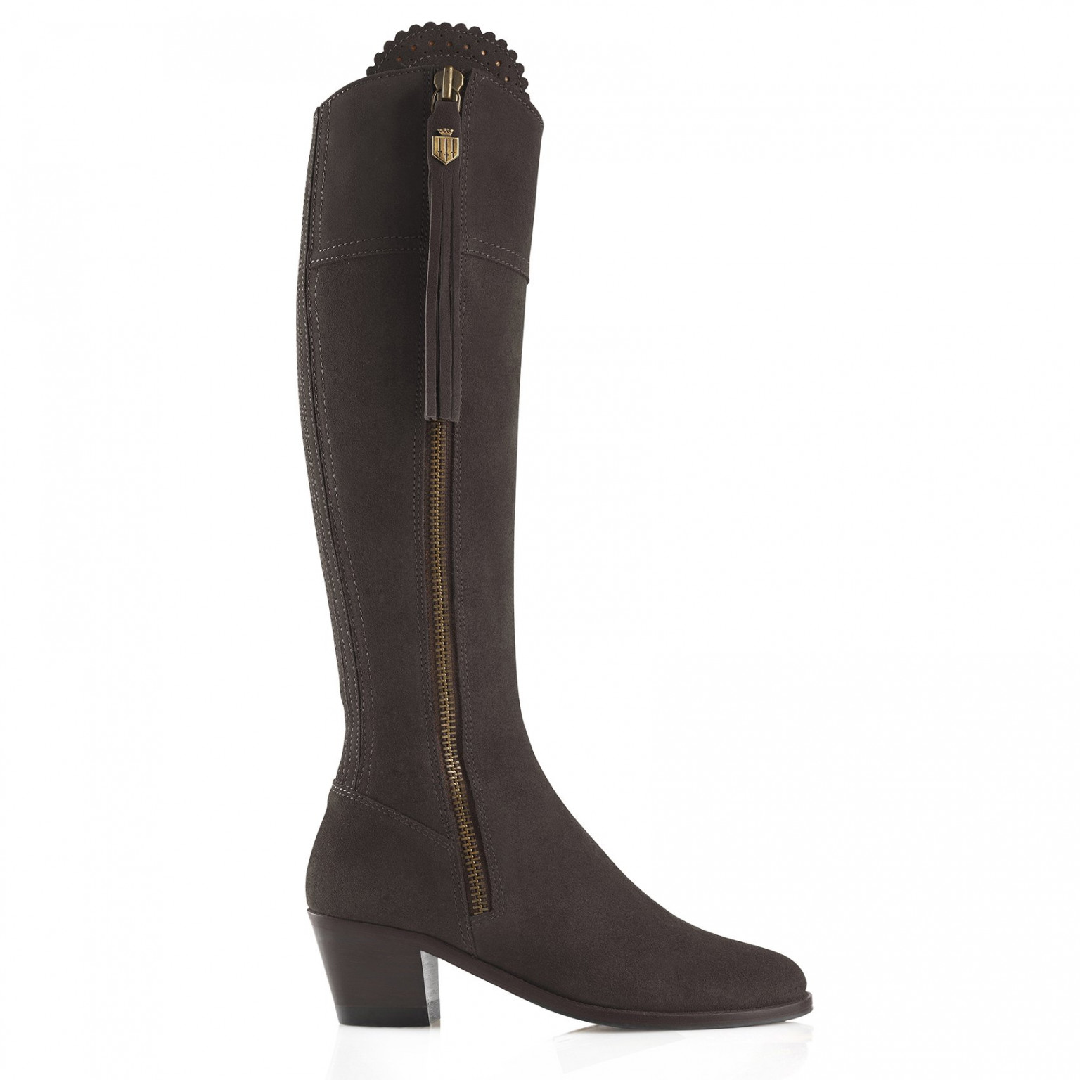 Fairfax And Favor Regina Heeled Suede Boot Chocolate