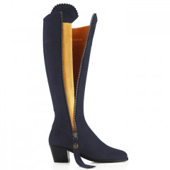 Fairfax And Favor Regina Heeled Suede Boot Navy