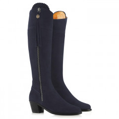 Fairfax And Favor Regina Heeled Suede Boot Navy