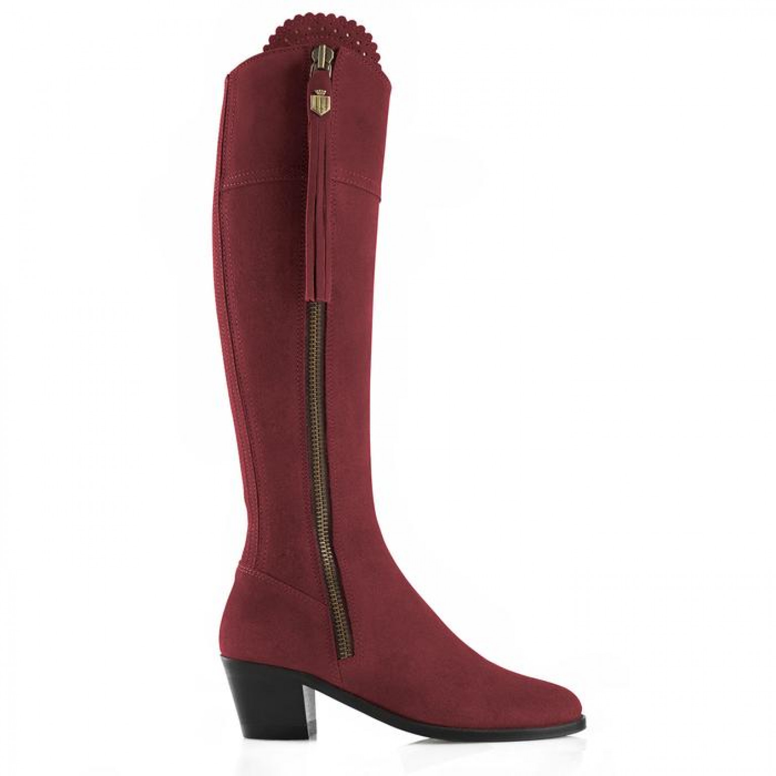 Fairfax And Favor Regina Heeled Suede Boot Oxblood