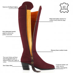 Fairfax And Favor Regina Heeled Suede Boot Oxblood