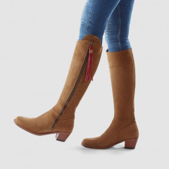 Fairfax And Favor Regina Heeled Suede Boot Tan