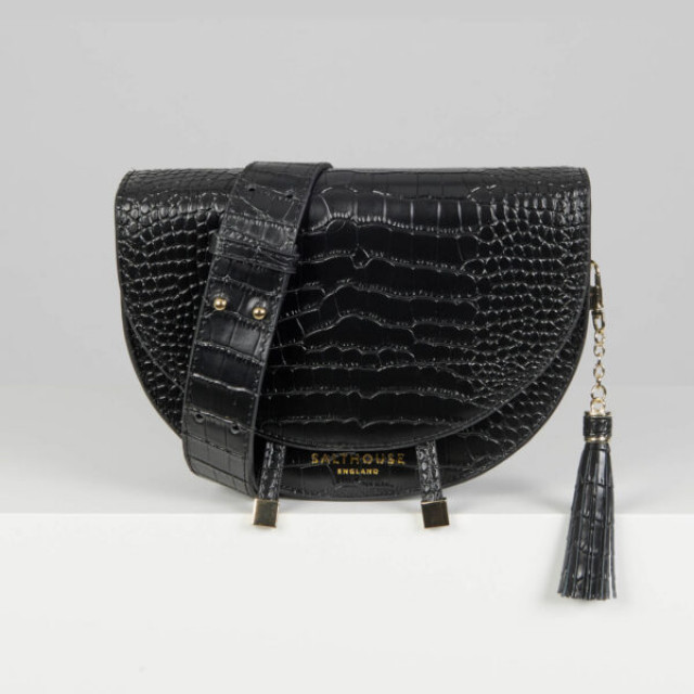 Salthouse Floriana Croc Embossed Bag Noir