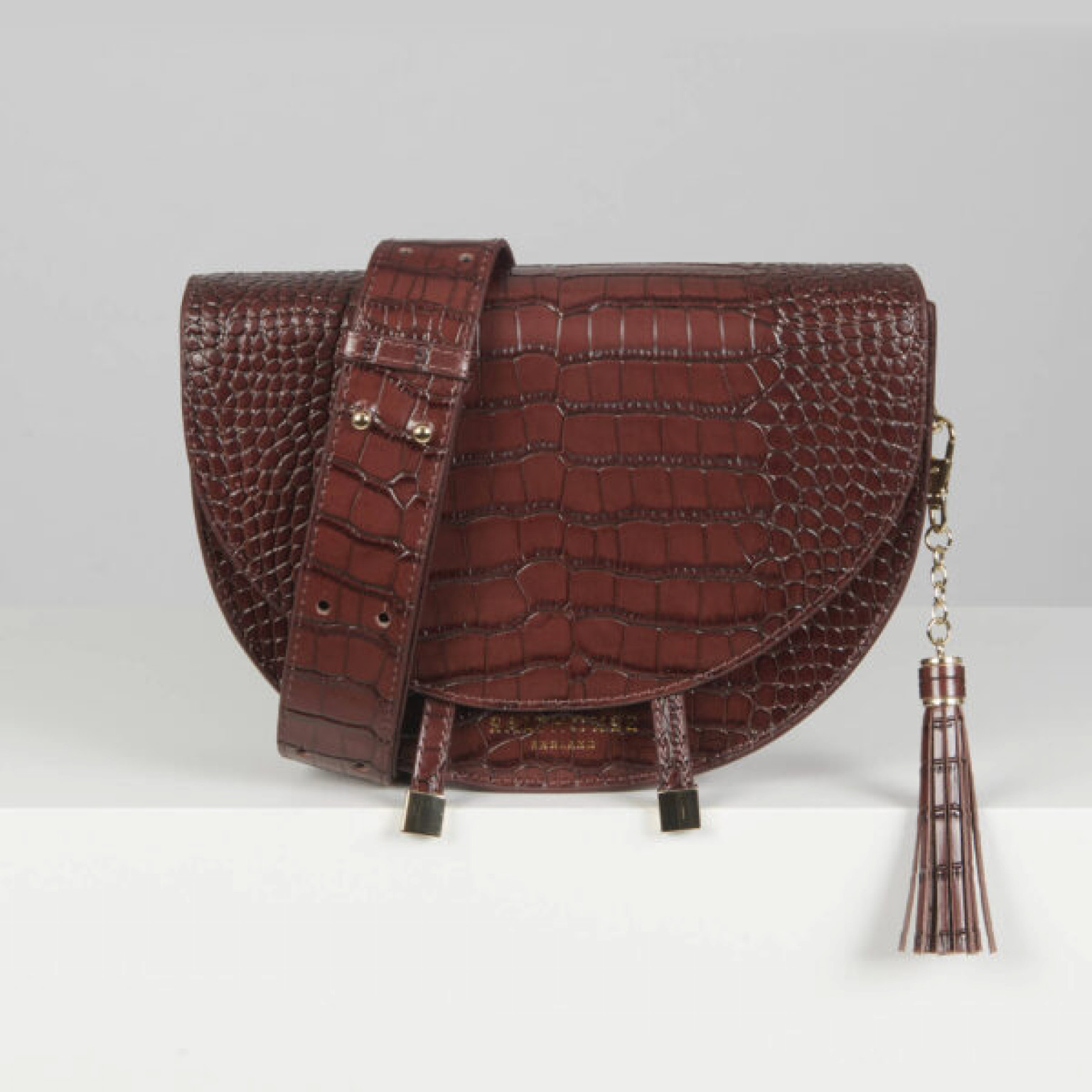 Salthouse Floriana Croc Embossed Bag Cocoa