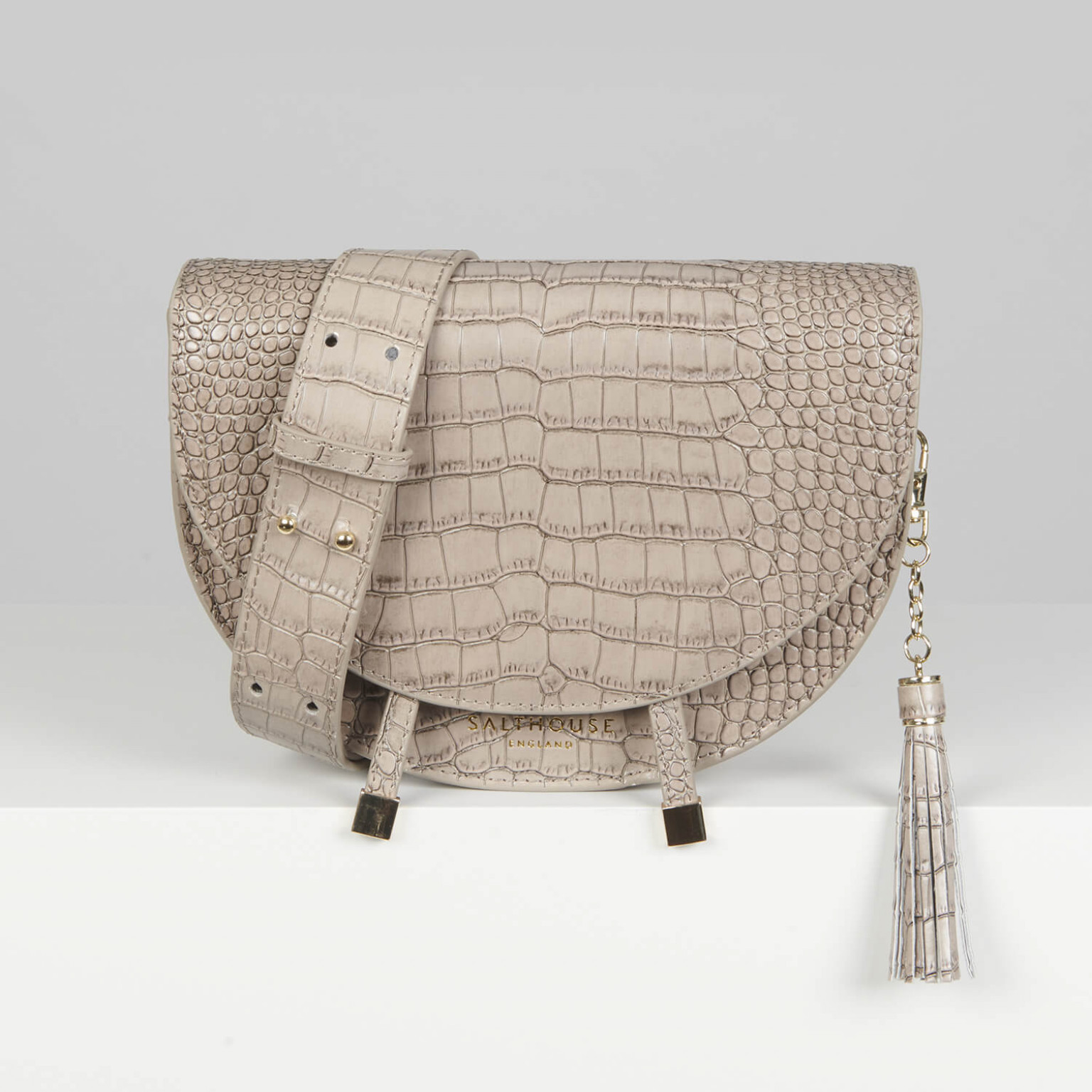 Salthouse Floriana Croc Embossed Bag Stone