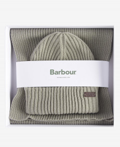Barbour Crimdon Beanie And Scarf Set Grey