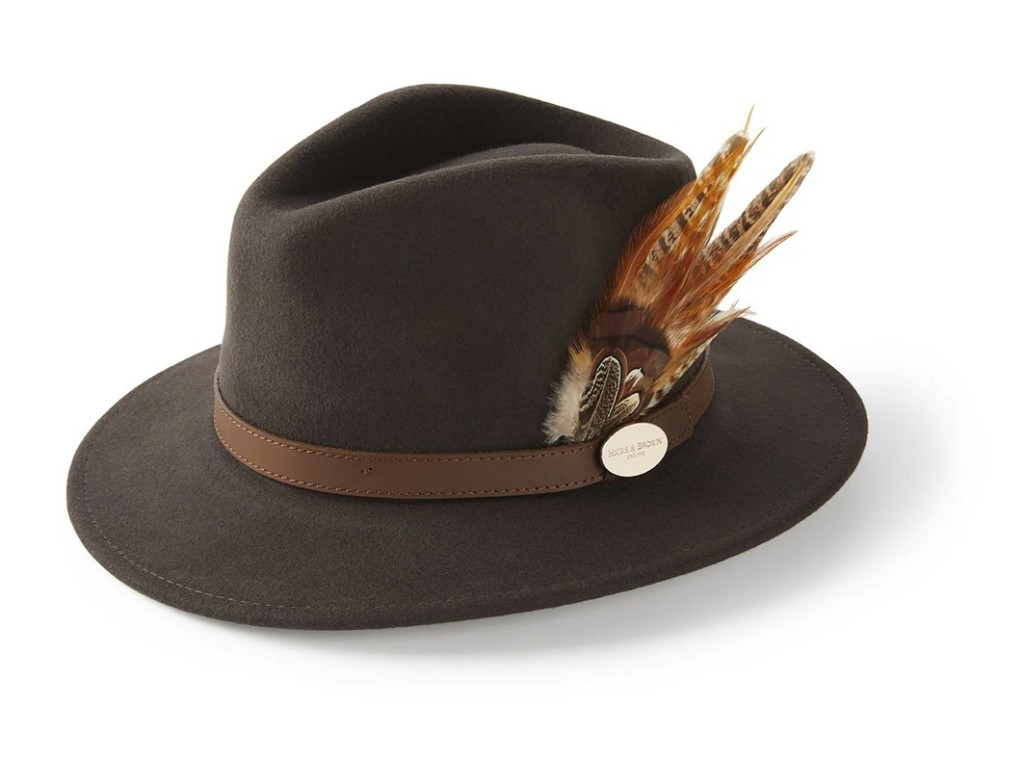 Hicks And Brown Suffolk Fedora Bronze Feathers Brown