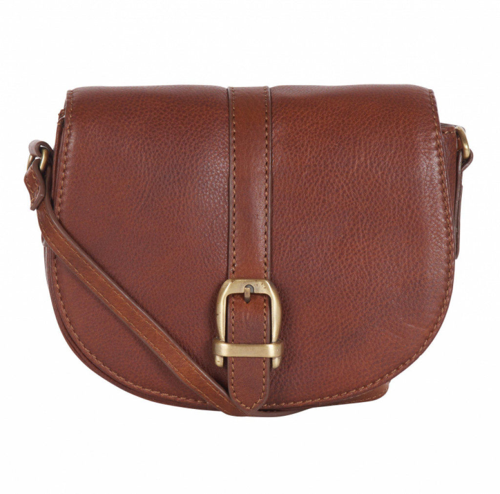 Barbour Laire Leather Saddle Bag Brown