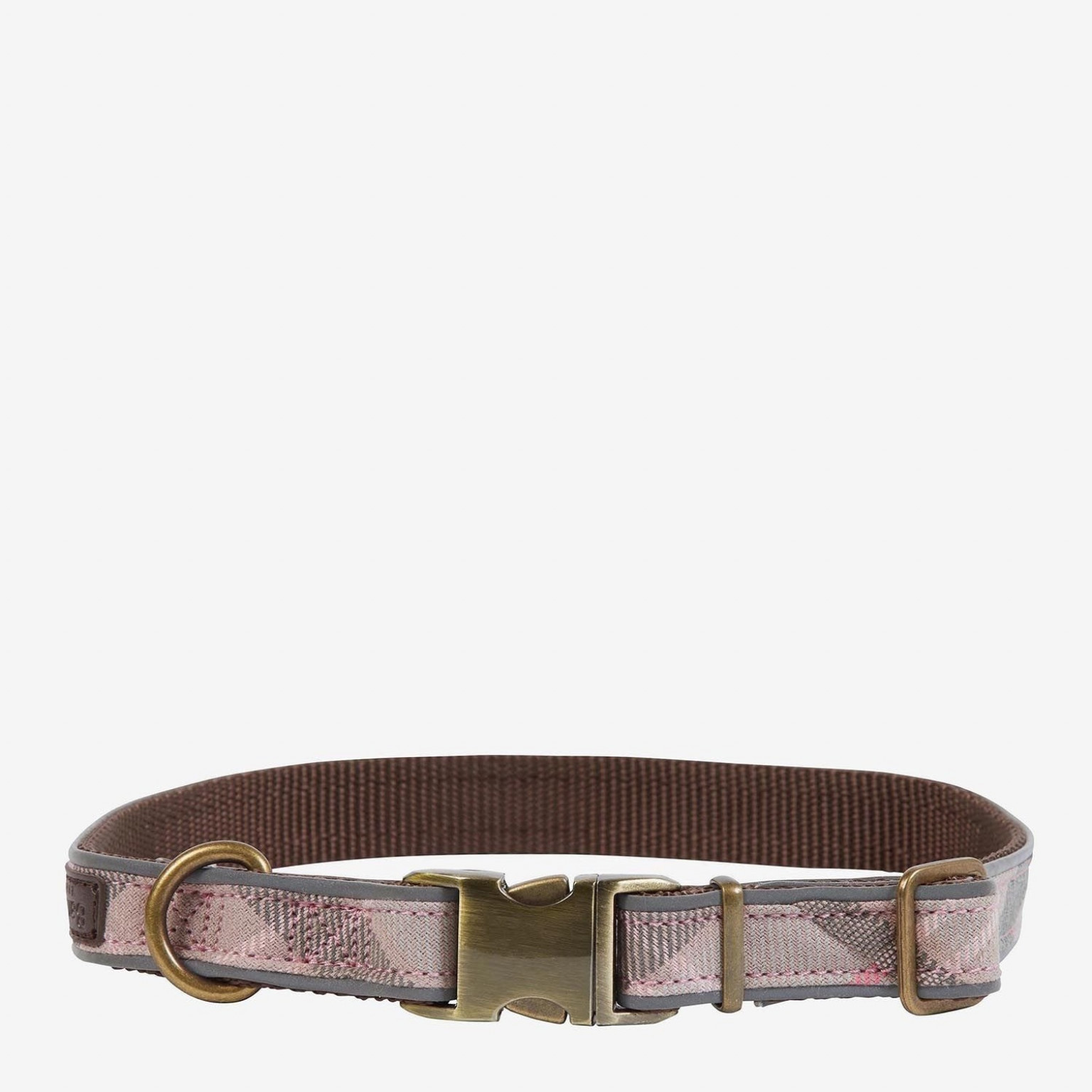 Barbour Reflective Tartan Dog Collar Taupe