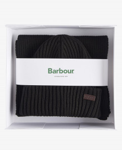 Barbour Crimdon Beanie And Scarf Set Black