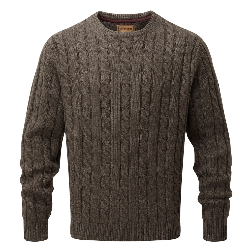 Schoffel Lambswool Chunky Cable Crew Mocha