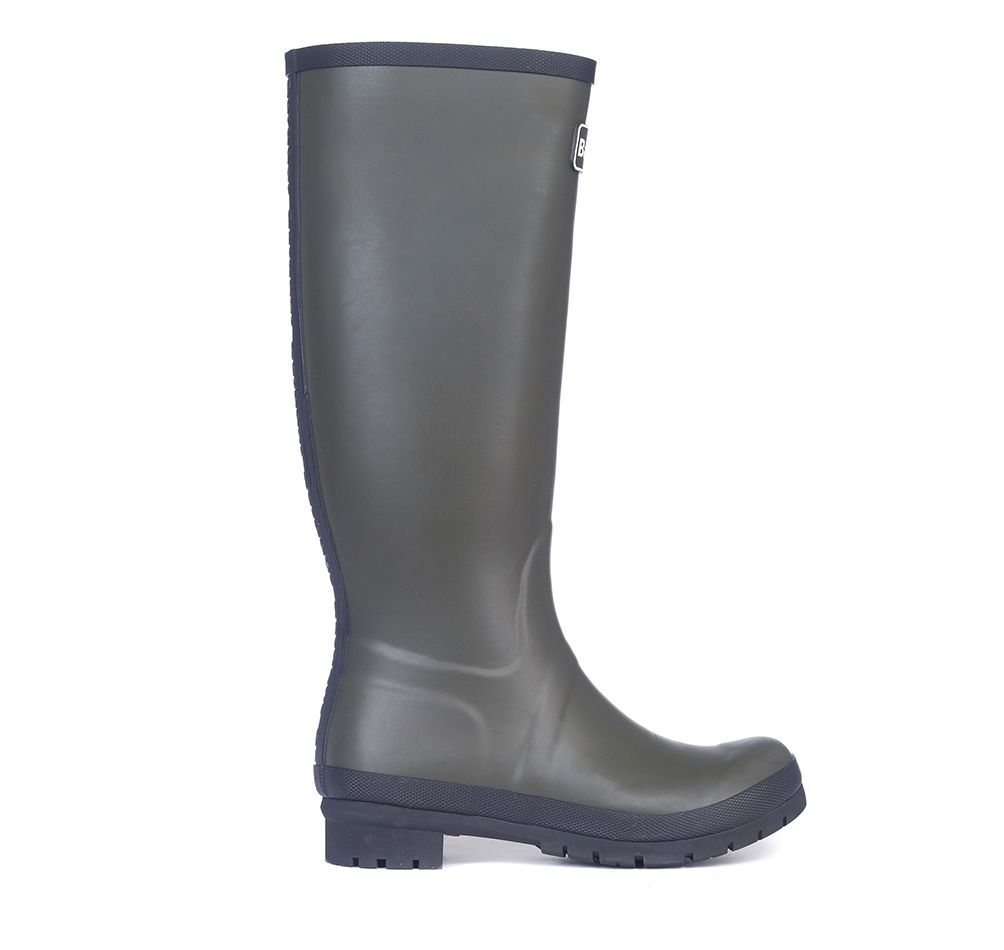 barbour men's olive wellies