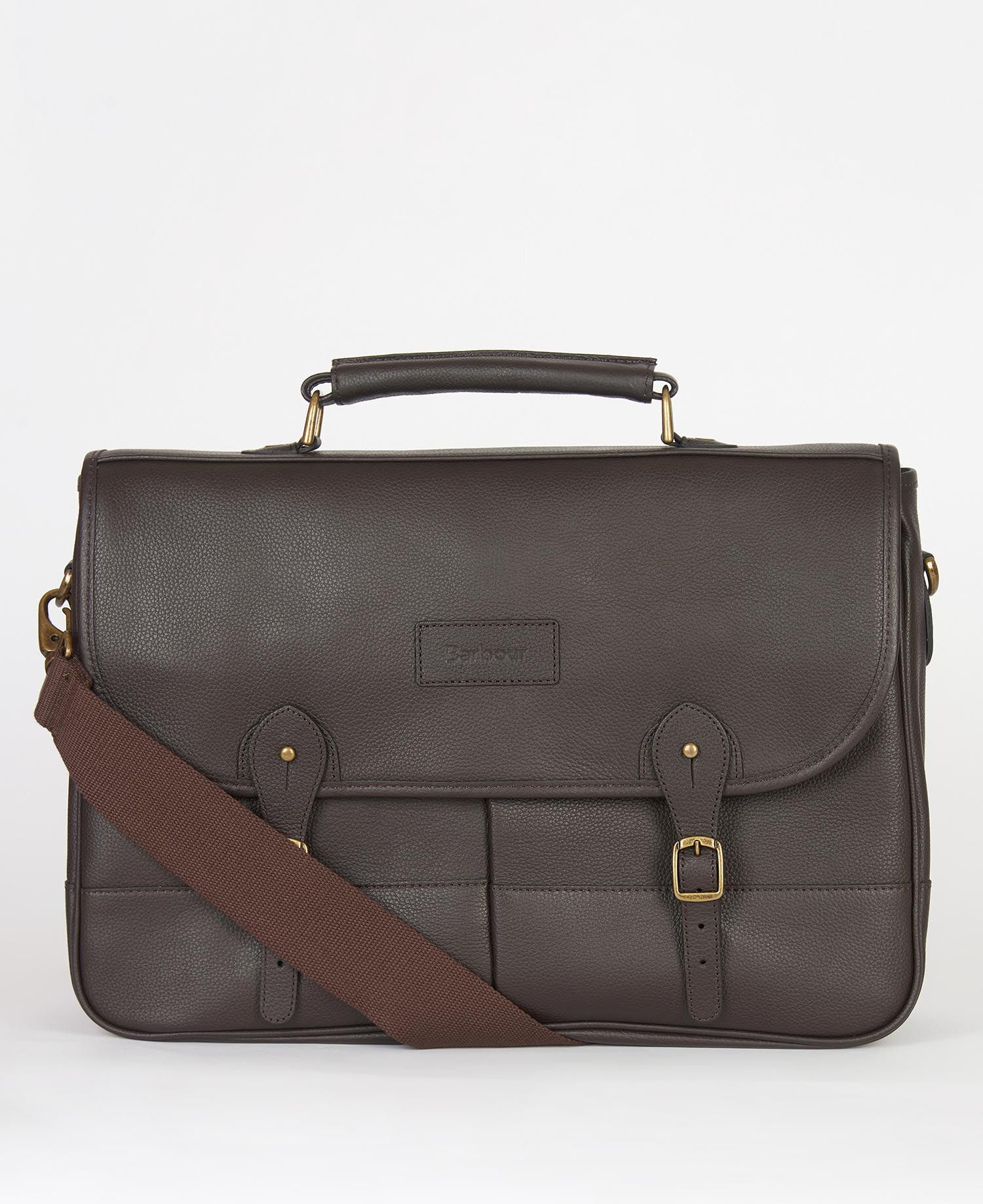 Barbour Leather Briefcase Chocolate
