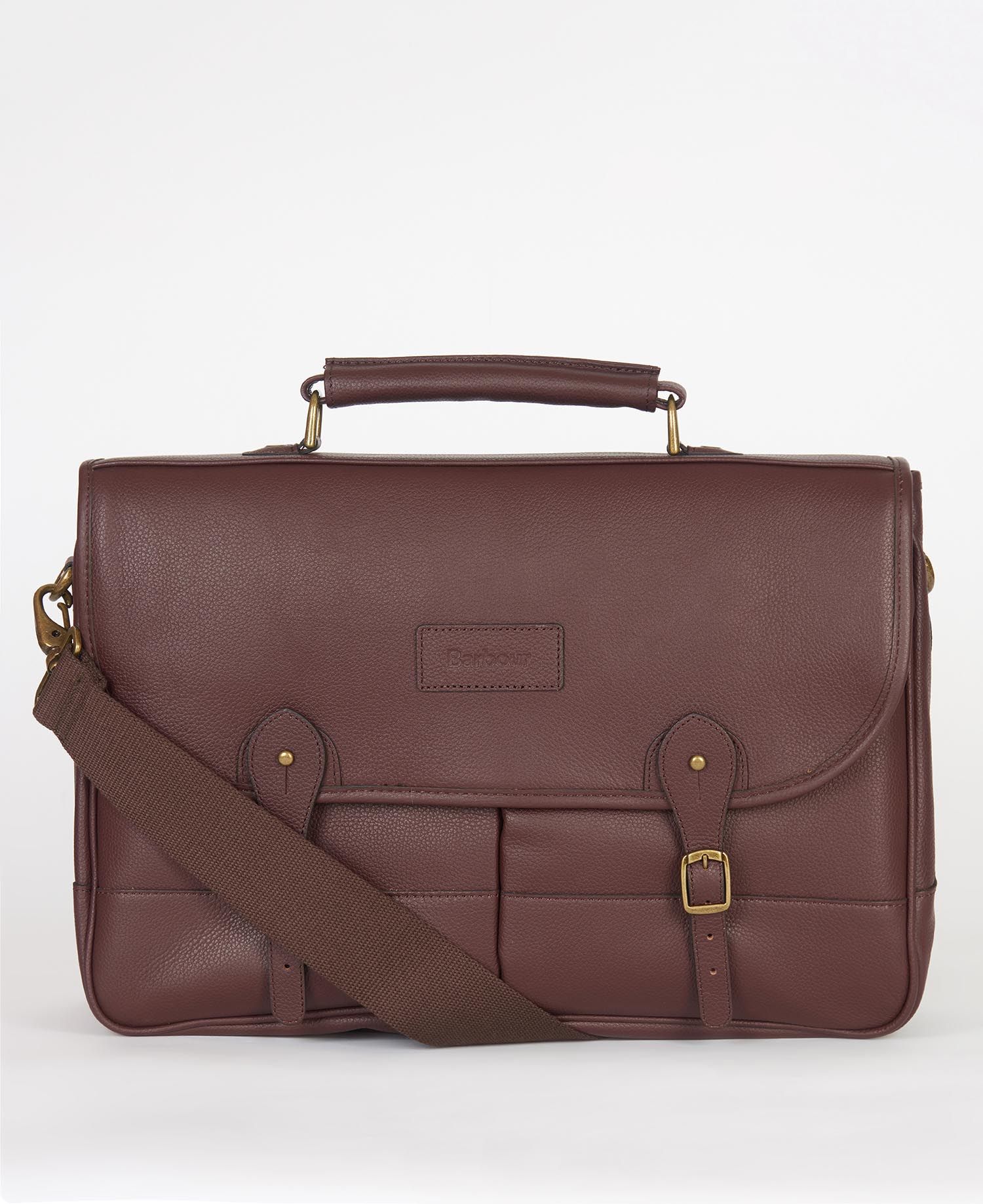 Barbour Leather Briefcase Dark Brown