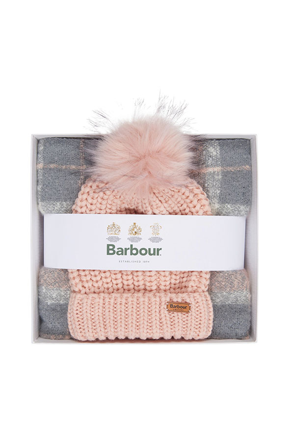 Barbour Saltburn Scarf And Beanie Pink