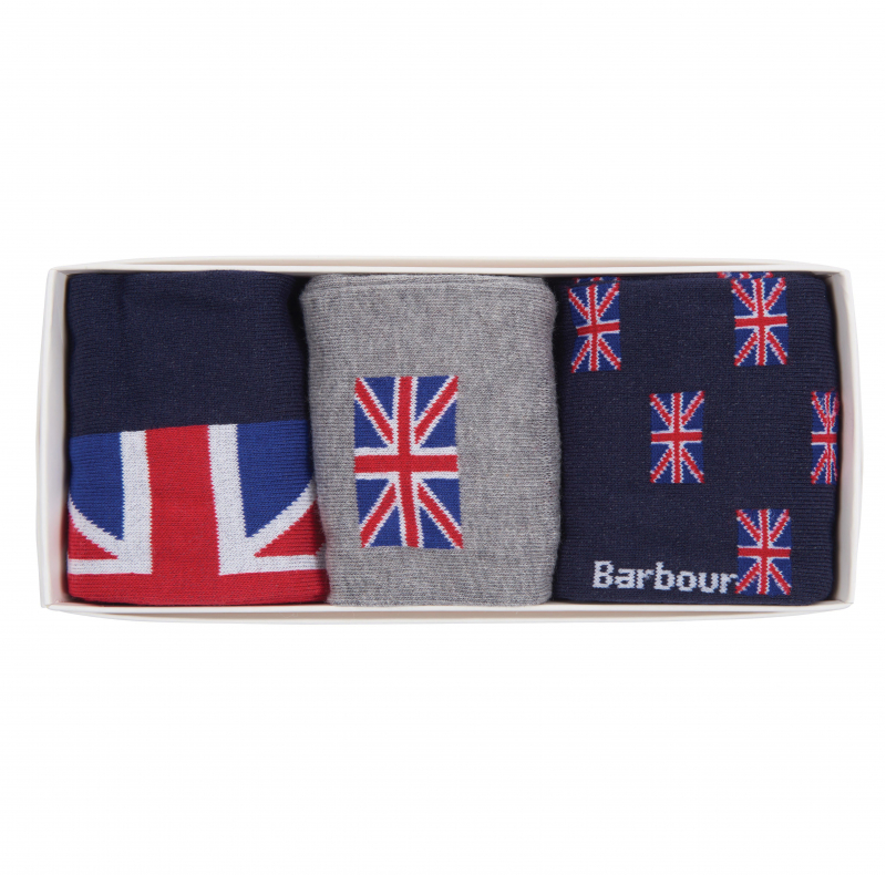 Barbour Union Jack Sock Gift Set Mixed